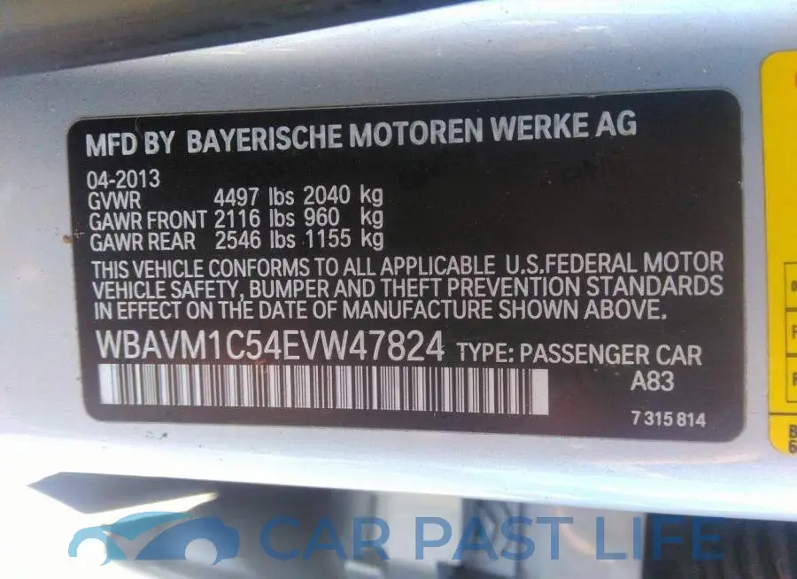 WBAVM1C54EVW47824# 9