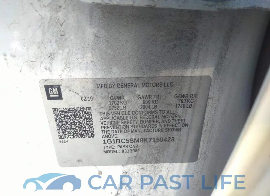 1G1BC5SM8K7150423# 9