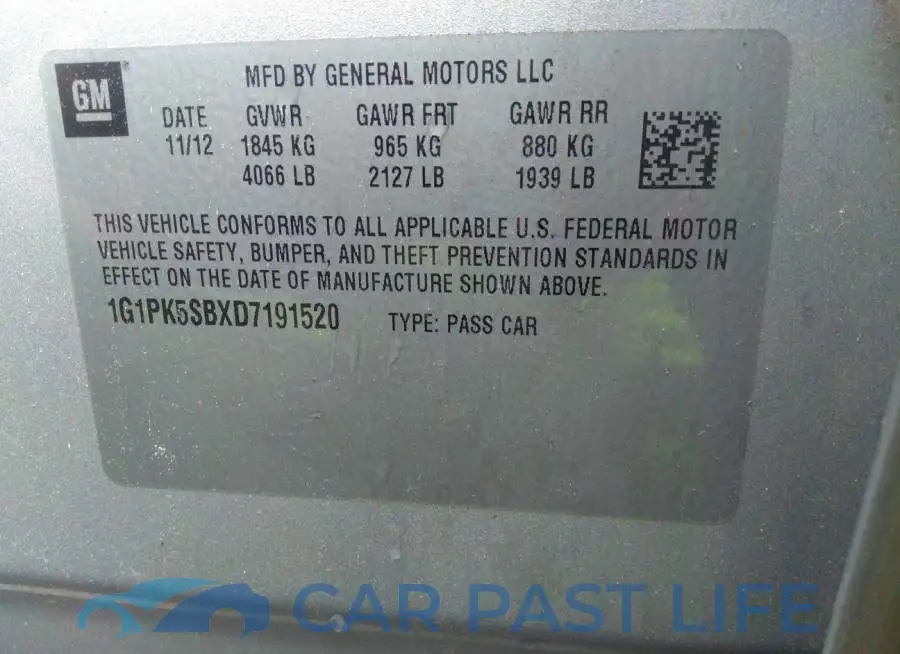 1G1PK5SBXD7191520# 9