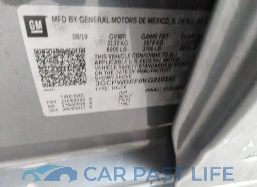 3GCPWBEF8KG310191# 9