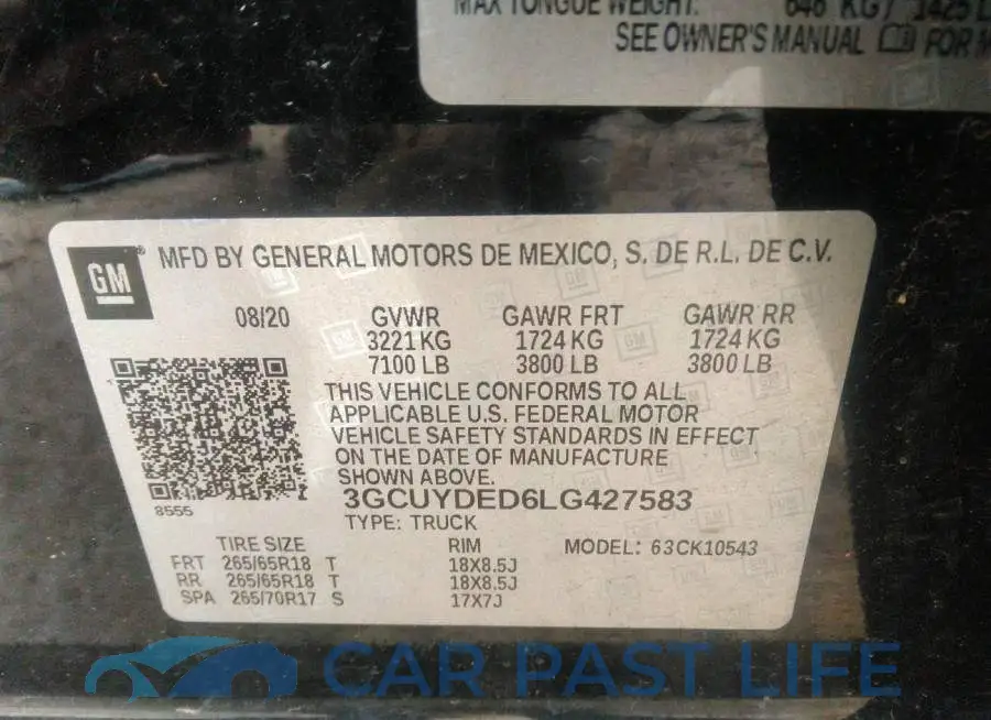 3GCUYDED6LG427583# 9