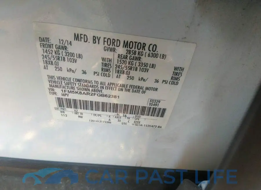 1FM5K8AR2FGB62381# 9
