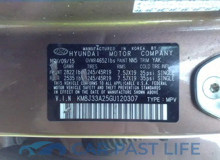 KM8J33A25GU120307# 9