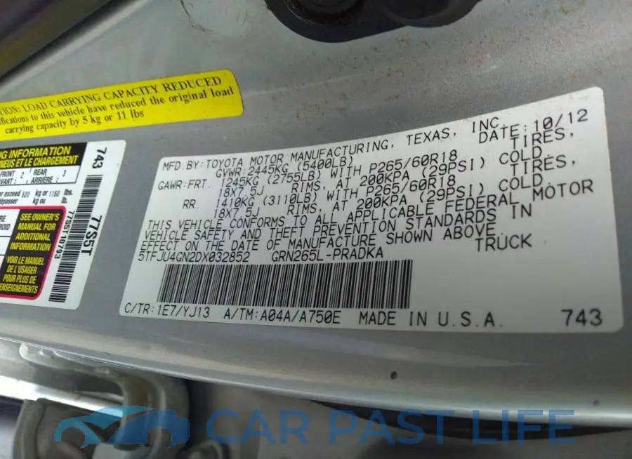 5TFJU4GN2DX032852# 9