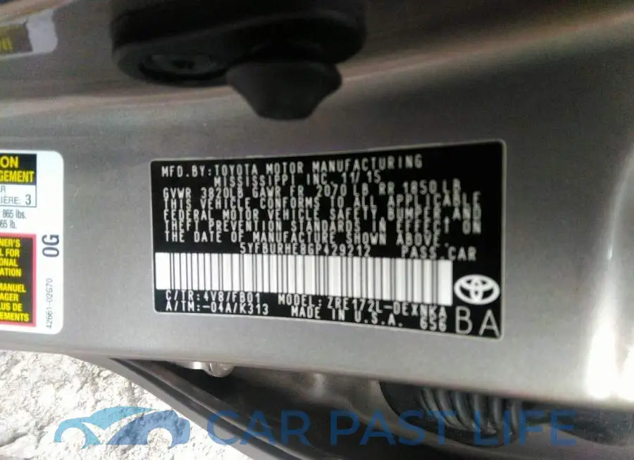 5YFBURHE8GP429212# 9