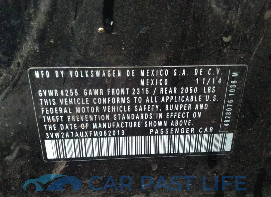 3VW2A7AUXFM052013# 9
