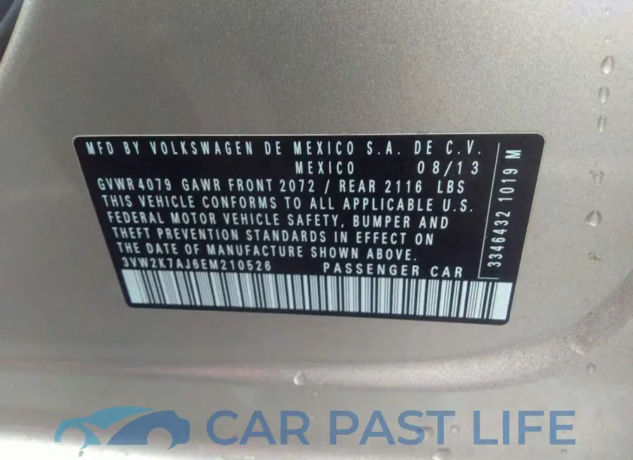3VW2K7AJ6EM210526# 9