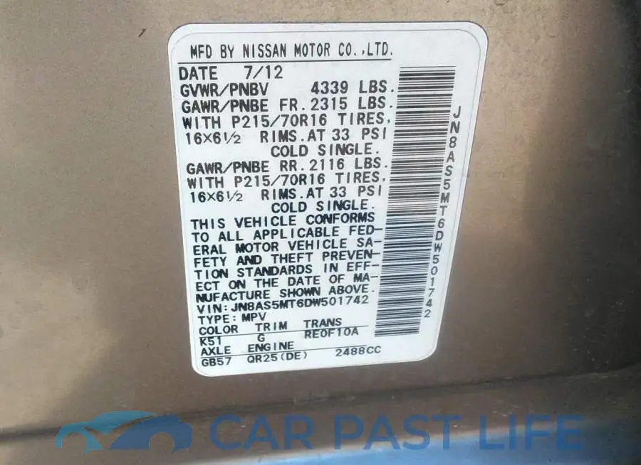 JN8AS5MT6DW501742# 9