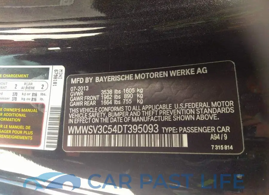 WMWSV3C54DT395093# 9
