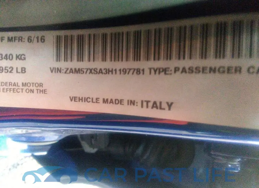 ZAM57XSA3H1197781# 9