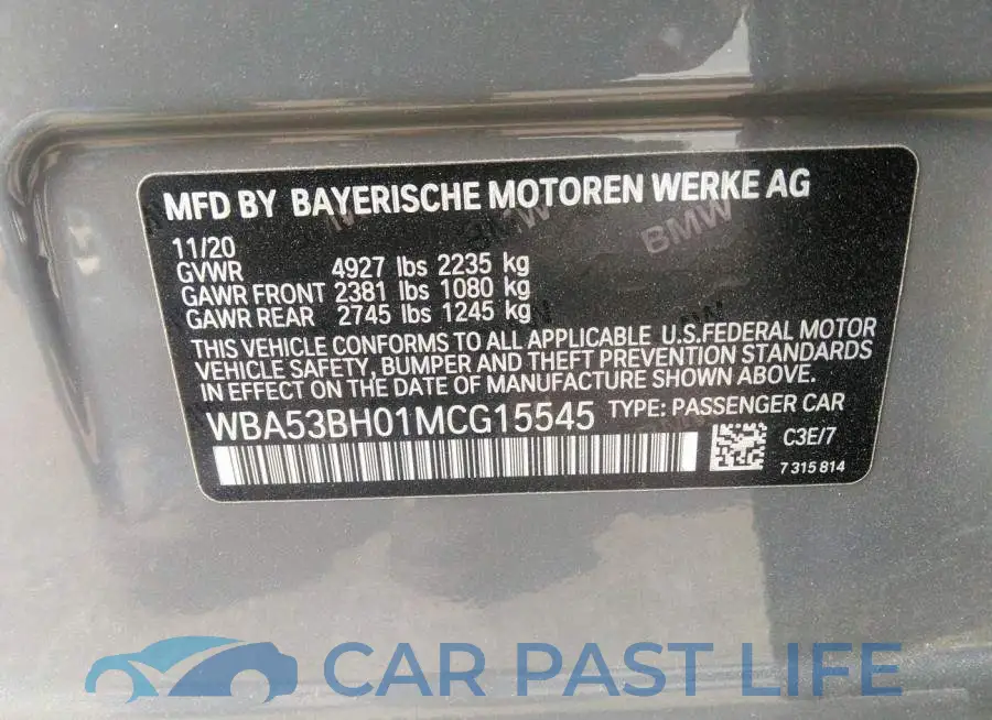 WBA53BH01MCG15545# 9