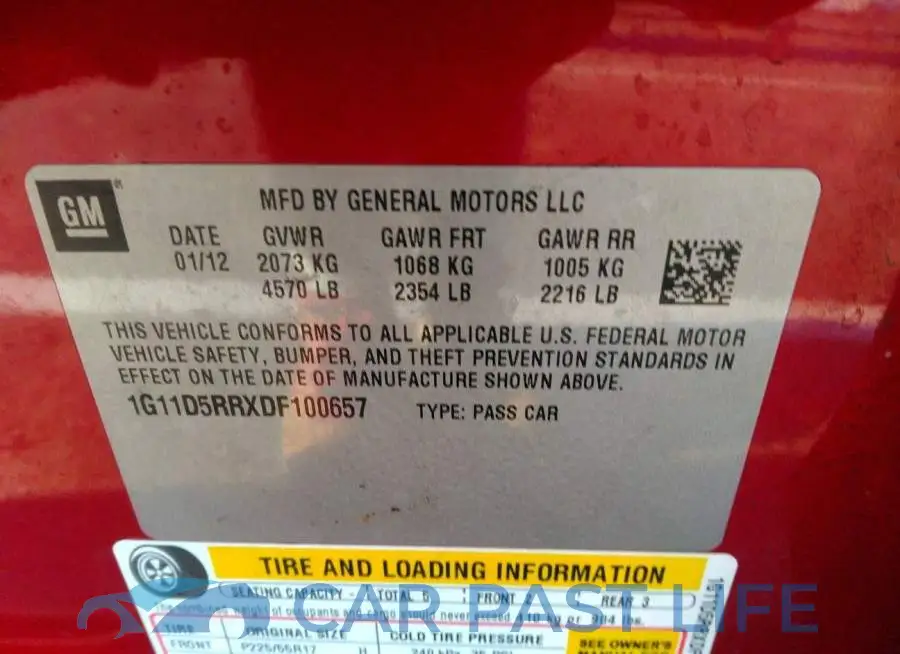 1G11D5RRXDF100657# 9
