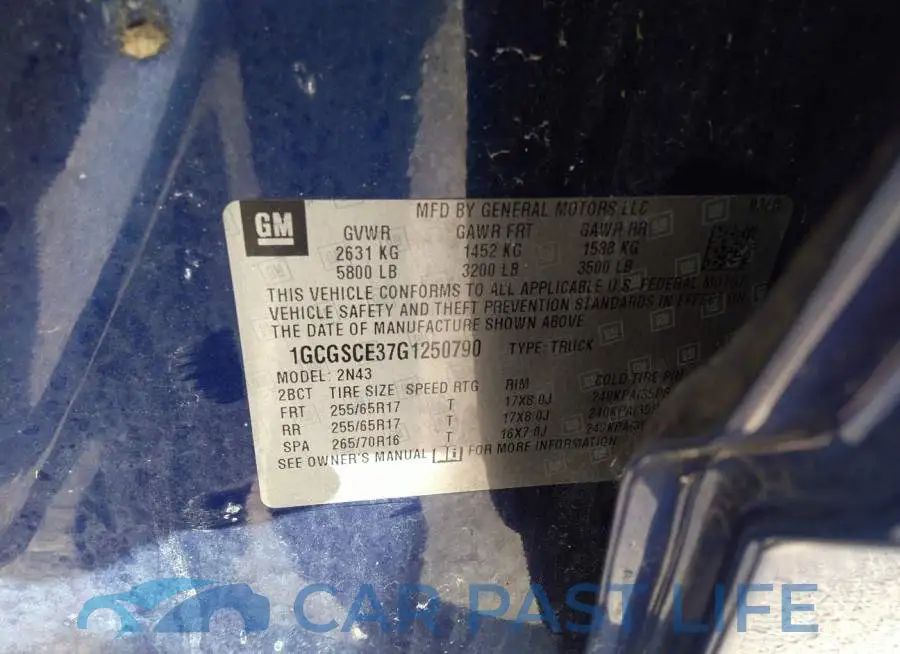 1GCGSCE37G1250790# 9