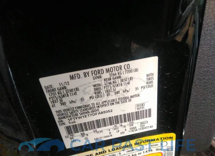 1FTFW1ET7DFA85052# 9