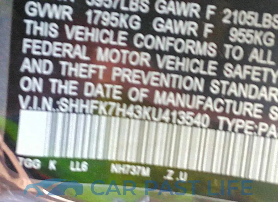 SHHFK7H43KU413540# 9
