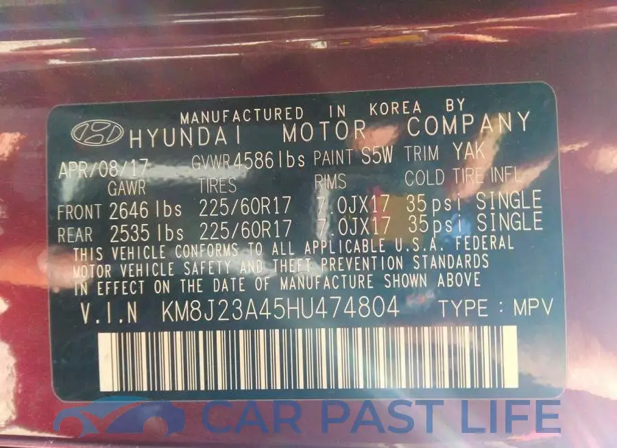 KM8J23A45HU474804# 9