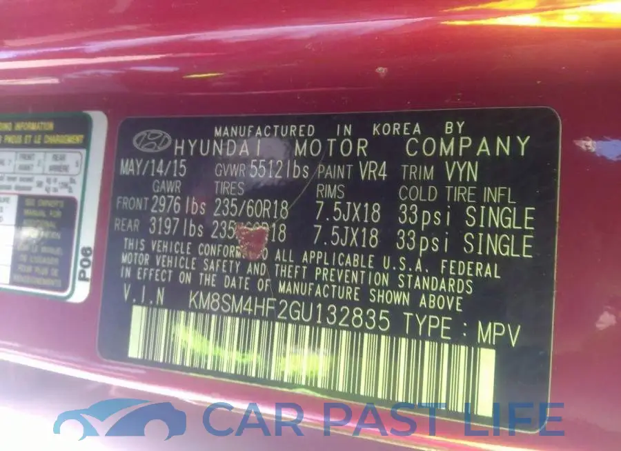 KM8SM4HF2GU132835# 9