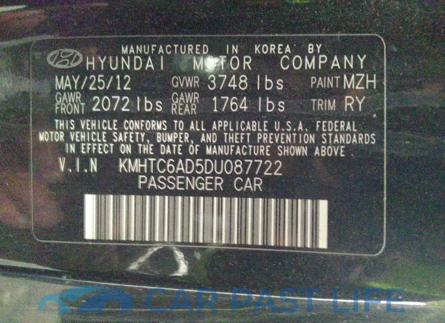 KMHTC6AD5DU087722# 9