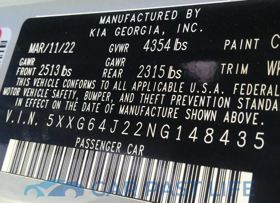5XXG64J22NG148435# 9