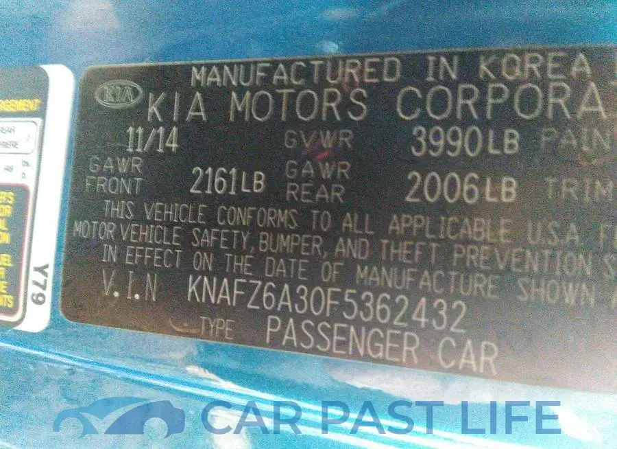 KNAFZ6A30F5362432# 9