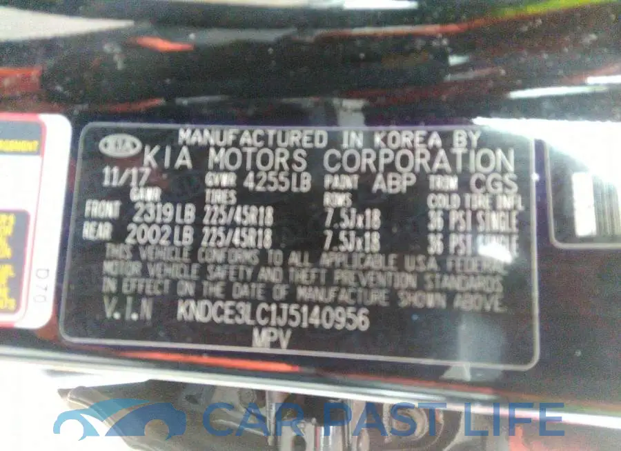 KNDCE3LC1J5140956# 9