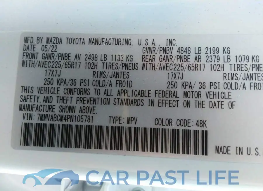 7MMVABCM4PN105781# 9