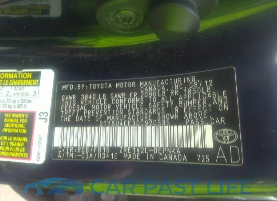 2T1BU4EE3DC920595# 9