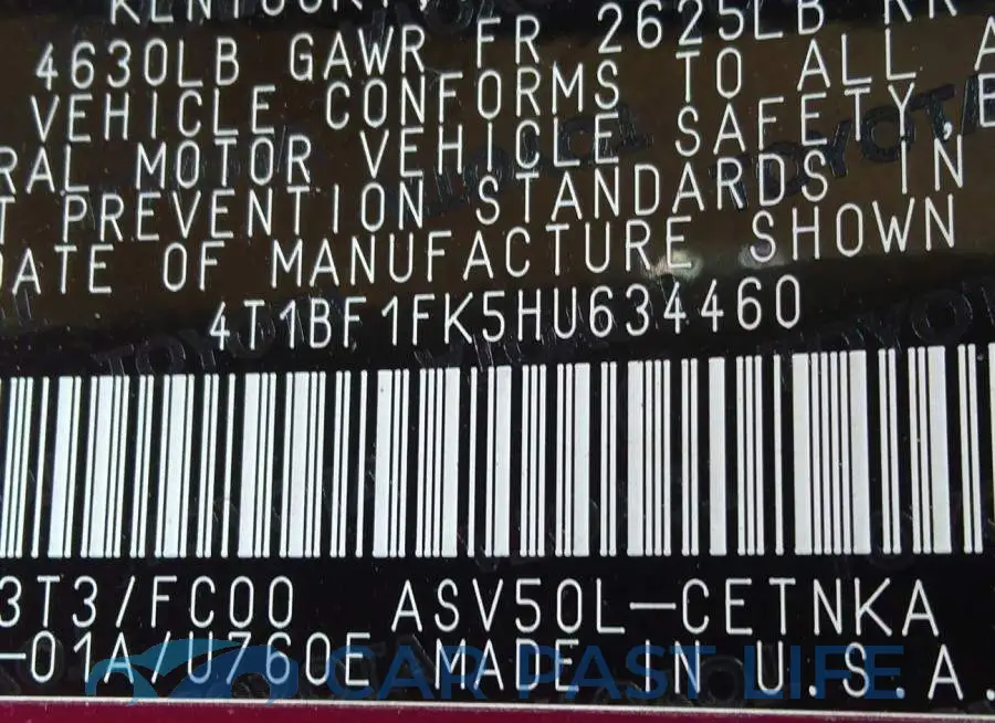 4T1BF1FK5HU634460# 9