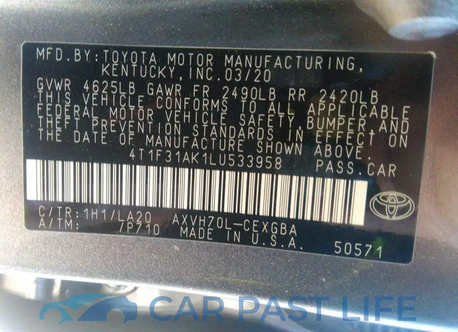 4T1F31AK1LU533958# 9