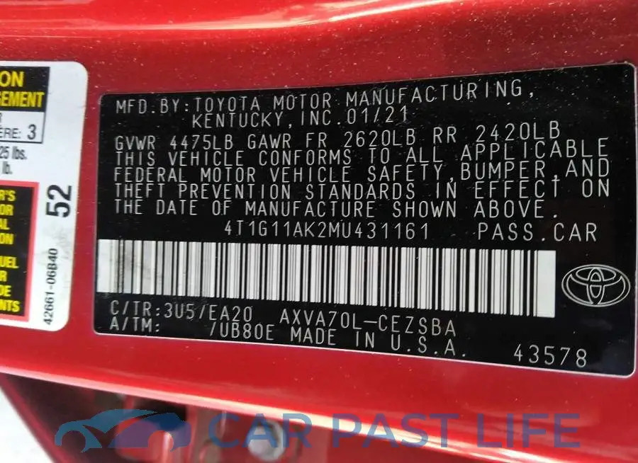 4T1G11AK2MU431161# 9