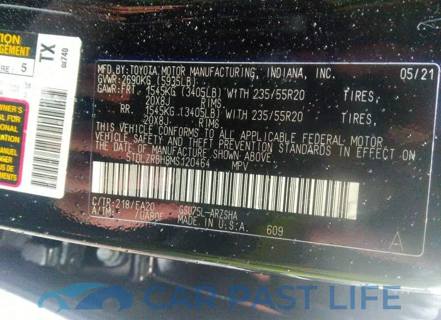5TDLZRBH8MS120464# 9