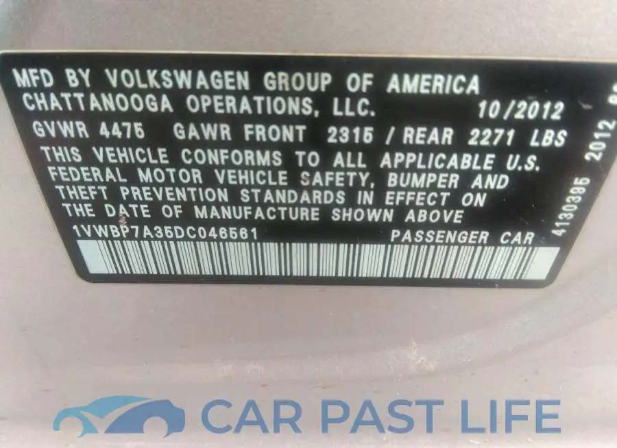 1VWBP7A35DC046561# 9