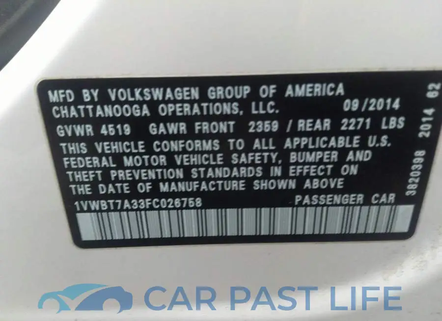 1VWBT7A33FC026758# 9