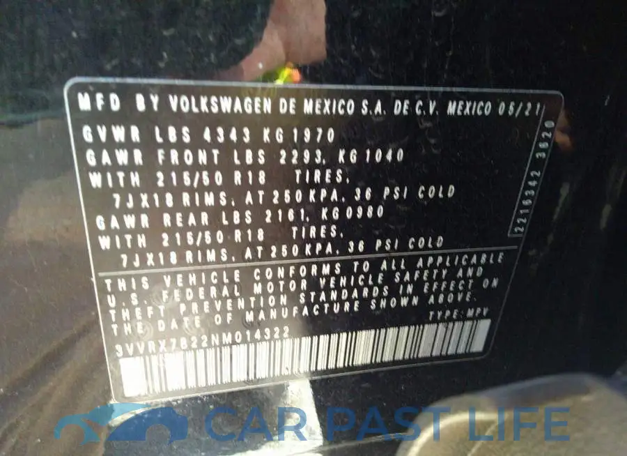 3VVRX7B22NM014322# 9
