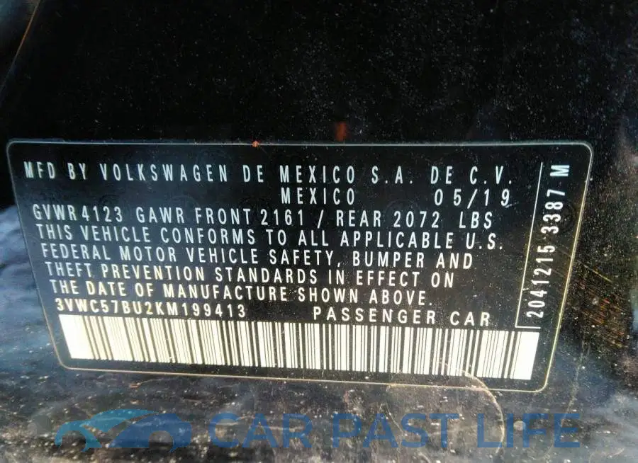 3VWC57BU2KM199413# 9