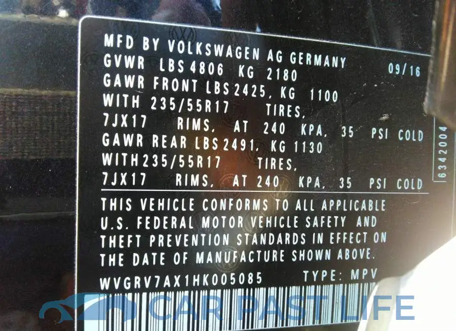 WVGRV7AX1HK005085# 9