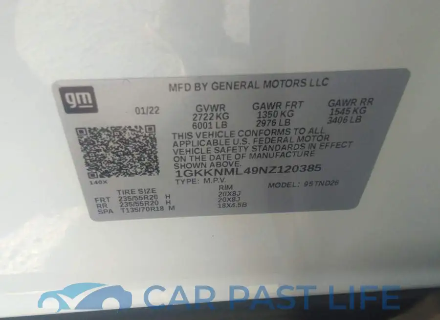 1GKKNML49NZ120385# 9