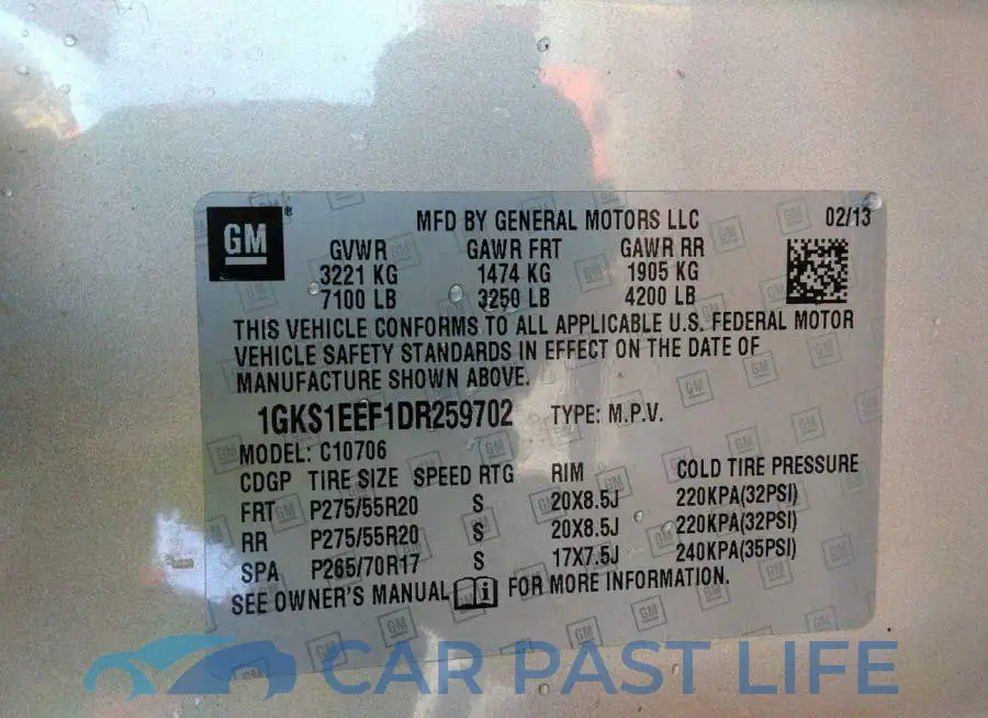 1GKS1EEF1DR259702# 9