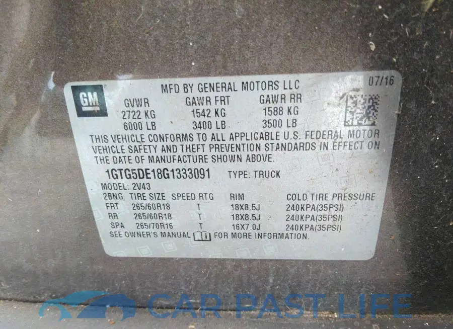 1GTG5DE18G1333091# 9