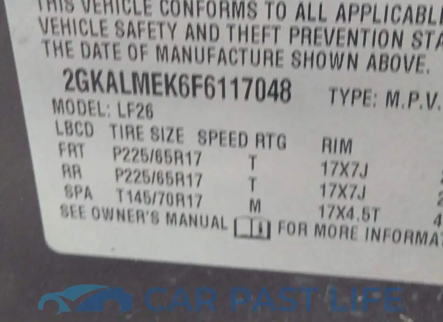 2GKALMEK6F6117048# 9