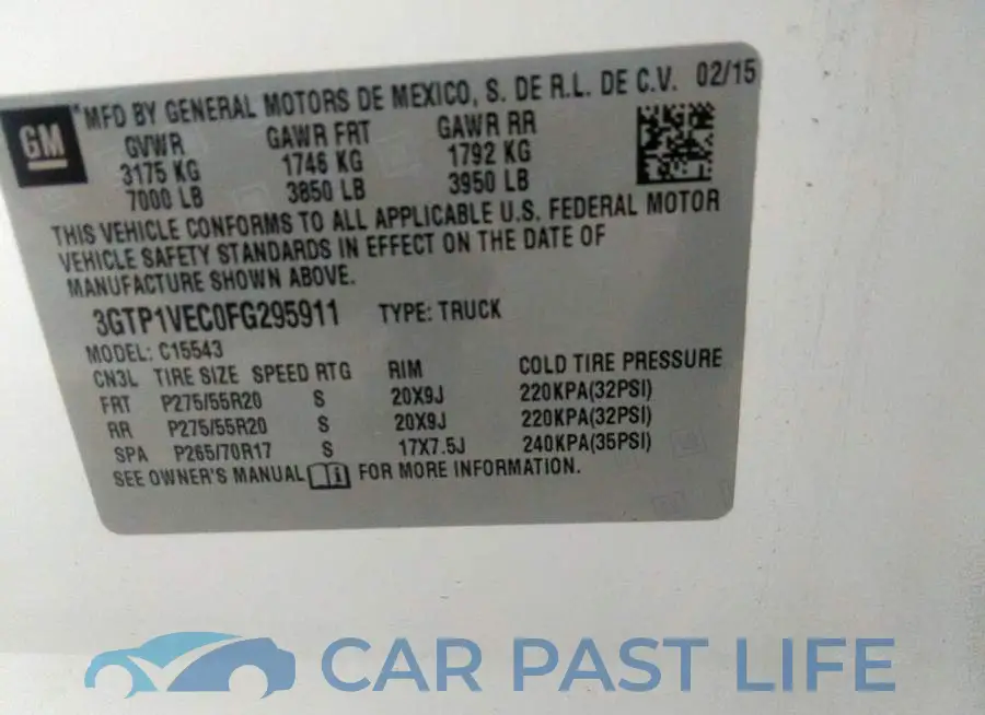 3GTP1VEC0FG295911# 9