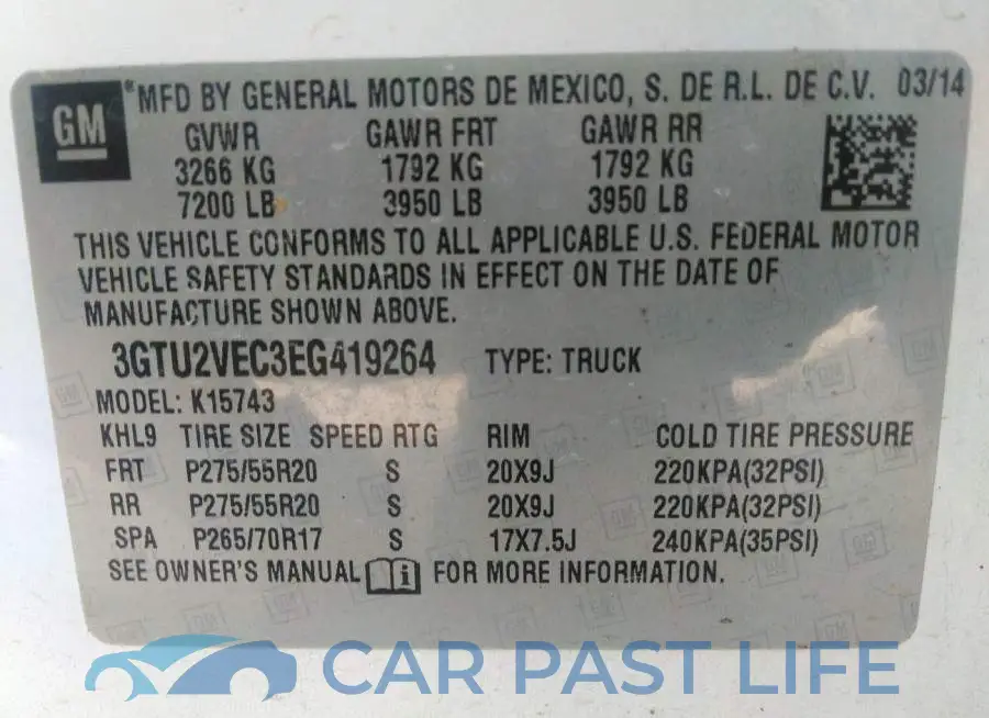 3GTU2VEC3EG419264# 9