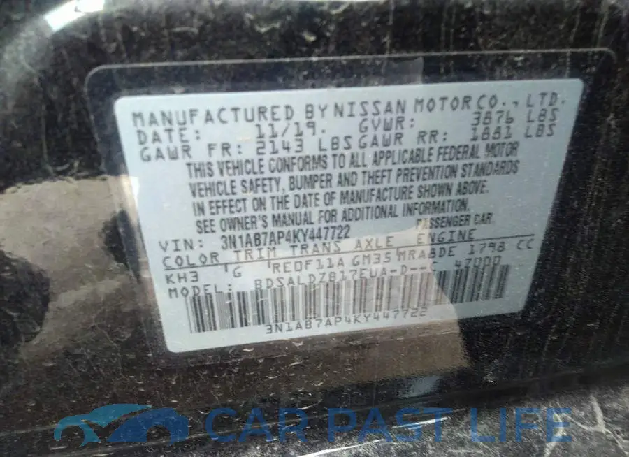 3N1AB7AP4KY447722# 9