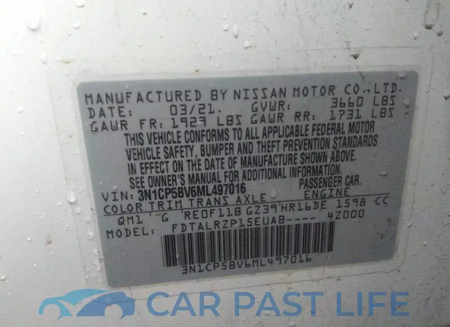 3N1CP5BV6ML497016# 9