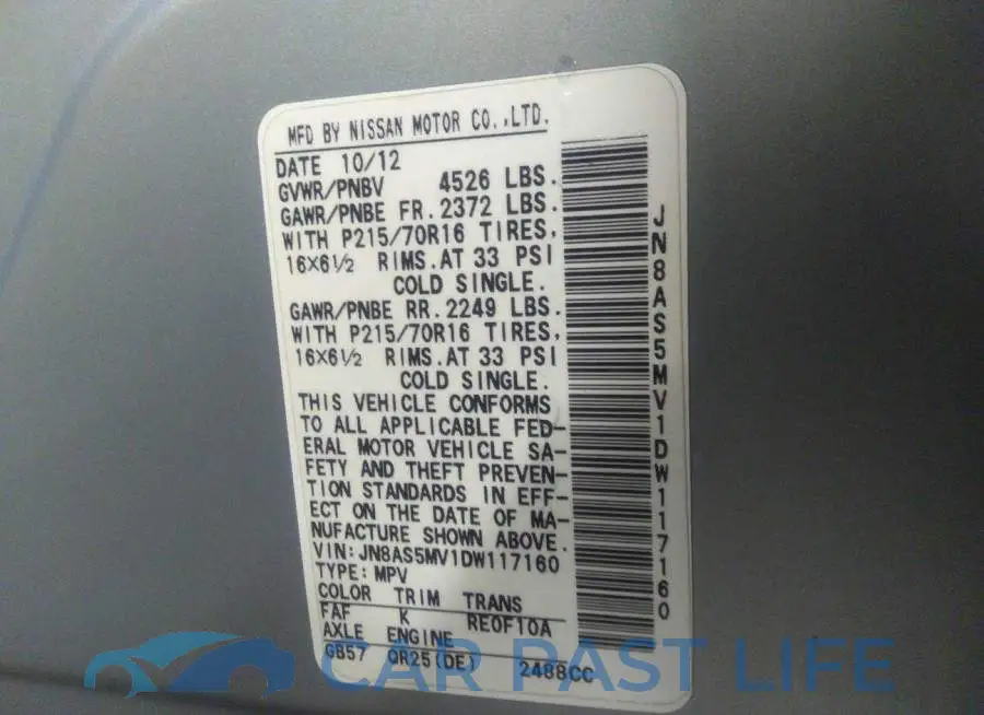 JN8AS5MV1DW117160# 9