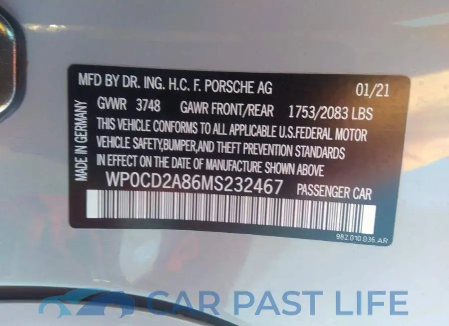 WP0CD2A86MS232467# 9