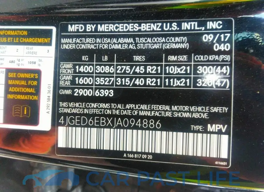 4JGED6EBXJA094886# 9