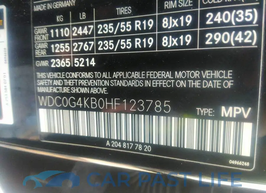 WDC0G4KB0HF123785# 9