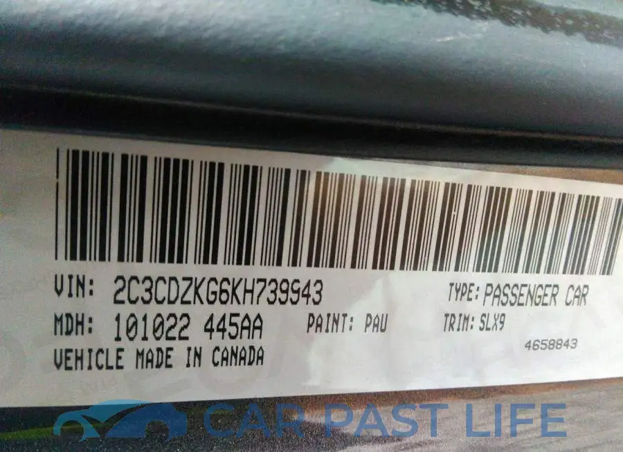 2C3CDZKG6KH739943# 9