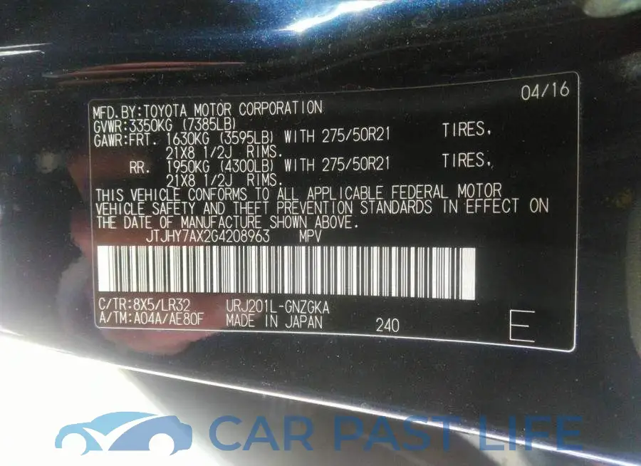 JTJHY7AX2G4208963# 9